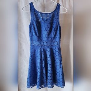Mini Dress Blue Lace Fit & Flare Sleeveless Zip Close Dress Sz 3 Juniors